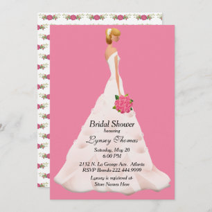 Pretty Bride Pink Bridal Shower Invitation