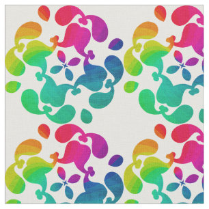 Pretty Bright Colourful Rainbow Flowery Patterned Fabric