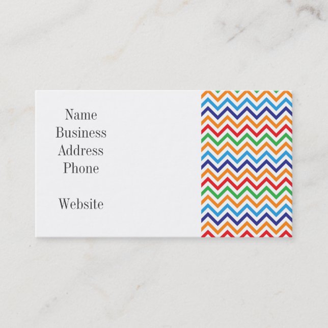 Pretty Bright Colourful Zig Zag Chevron Stripes Business Card (Front)