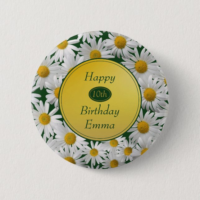 Pretty Bright Daisy Any Age Birthday 6 Cm Round Badge (Front)