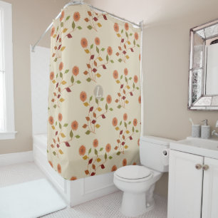 Pretty Bright Flowers Floral Pattern Cream Beige Shower Curtain