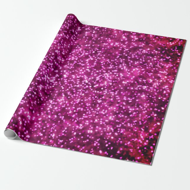 Pretty Bright Pink Faux Glitter Design Wrapping Paper (Unrolled)