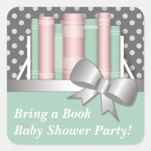 Pretty Bring a Book Baby Shower Stickers
