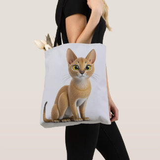 PRETTY BROWN ABYSSINIAN CAT SITTING TOTE BAG