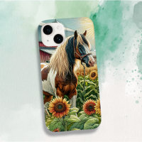 Pretty Brown and White Horse on Rustic Farm