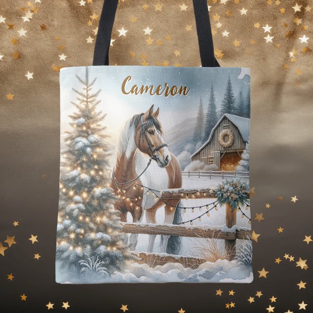 Pretty Brown and White Horse Personalised Tote Bag (Creator Uploaded)
