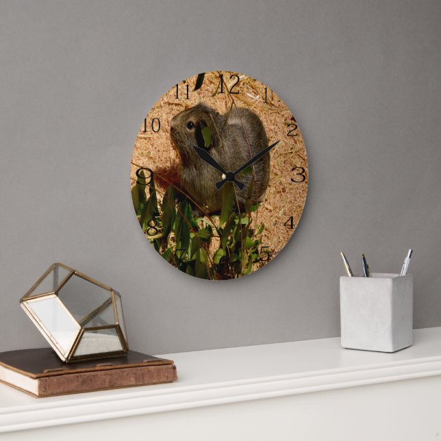 Pretty Brown Colored Guinea Pig, Large Clock (Office)