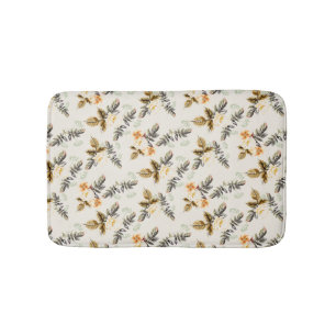 Pretty Brown Floral Neutral Color Matching  Bath Mat