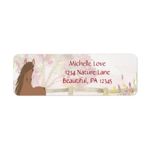 Pretty Brown Horse and Flowers Address