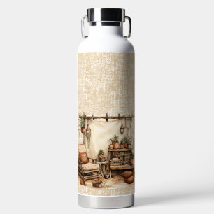 PRETTY BROWN TAN EARTH TONED BOHO SETTING WATER BOTTLE