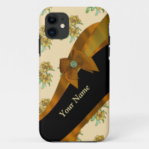 Pretty brown vintage floral flower pattern Case-Mate iPhone case