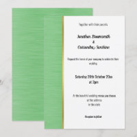 PRETTY BRUSHED GREEN GOLD TRIM INVITATION