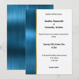 PRETTY BRUSHED TEAL GOLD 2 TRIM INVITATION