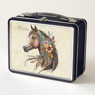 Pretty Buckskin Horse Lunch Box with Name