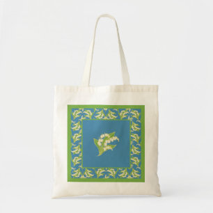 Pretty Budget Tote Bag: Lilies of the Valley, Blue