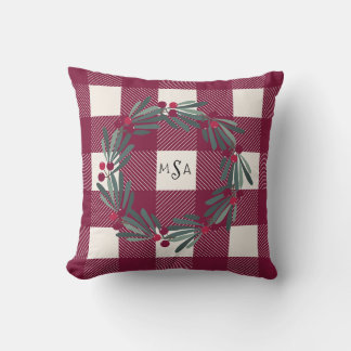 Pretty Buffalo Check Monogram Red Pretty Girly Cushion