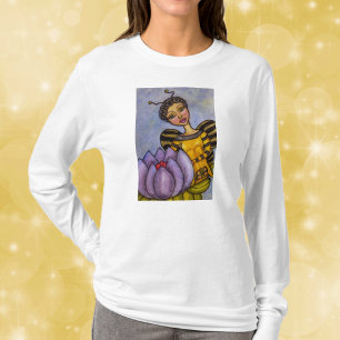 Pretty Bumble Bee Fairy Purple Flower T-Shirt
