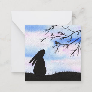 Pretty Bunny & Bird Watercolour Silhouette  Card