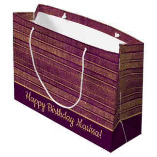 Pretty Burgundy Burnt Orange Distressed Stripes  Large Gift Bag