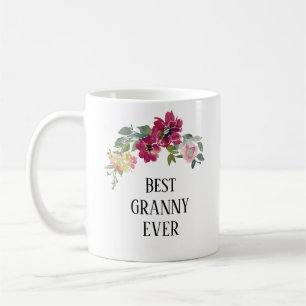 Pretty burgundy floral  best Granny  ever  Coffee Mug