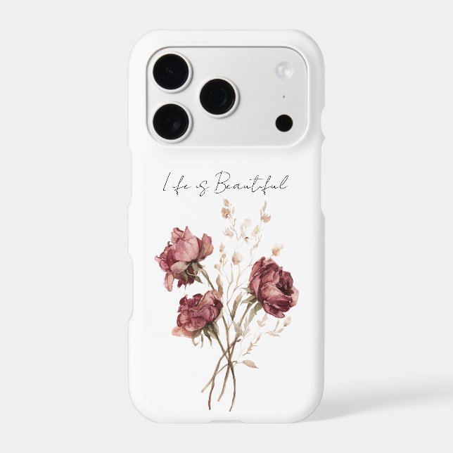 Pretty Burgundy Red Roses Floral (Back)