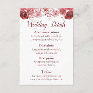 Pretty Burgundy Watercolor Beauty Wedding Enclosure Card