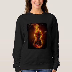Pretty burning Violin Outfit with Fire for Music L Sweatshirt