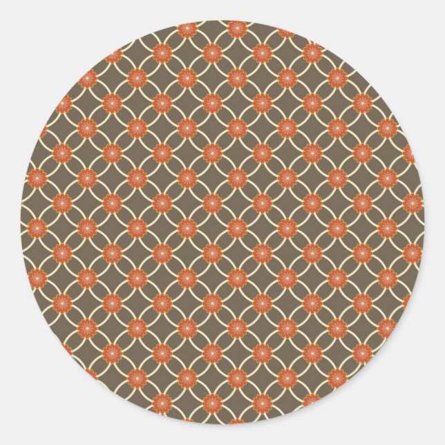 Pretty Burnt Orange and Brown Fall Pattern Gifts Classic Round Sticker (Front)
