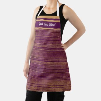 Pretty Burnt Orange Burgundy Distressed Stripes Apron