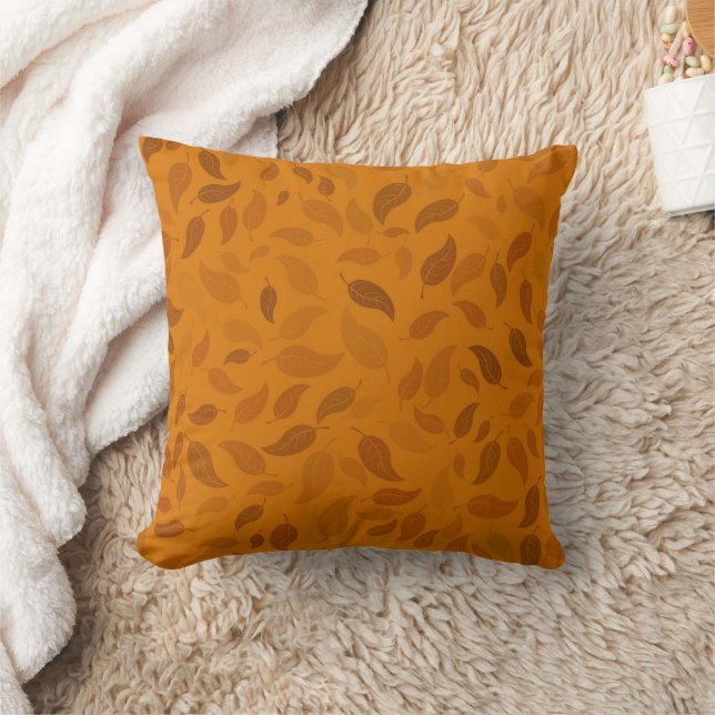 Pretty Burnt Orange Fall Leaves Cushion (Blanket)