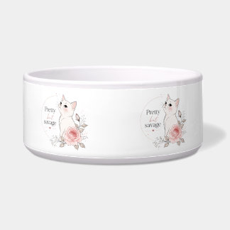 Pretty but Savage Kawaii Cat Floral Pet Bowl