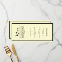 Pretty Butter Yellow Wedding Reception Dinner Menu