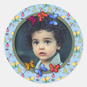 Pretty Butterflies, Add Your Photo Classic Round Sticker