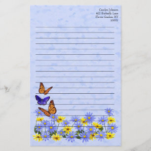Pretty Butterflies and Daisies Spring Garden Stationery