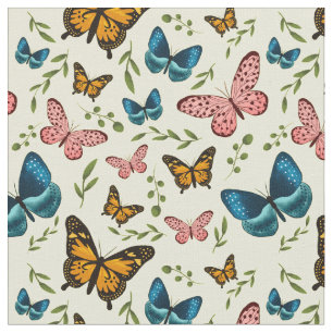 Pretty Butterflies Botanical Pattern Fabric