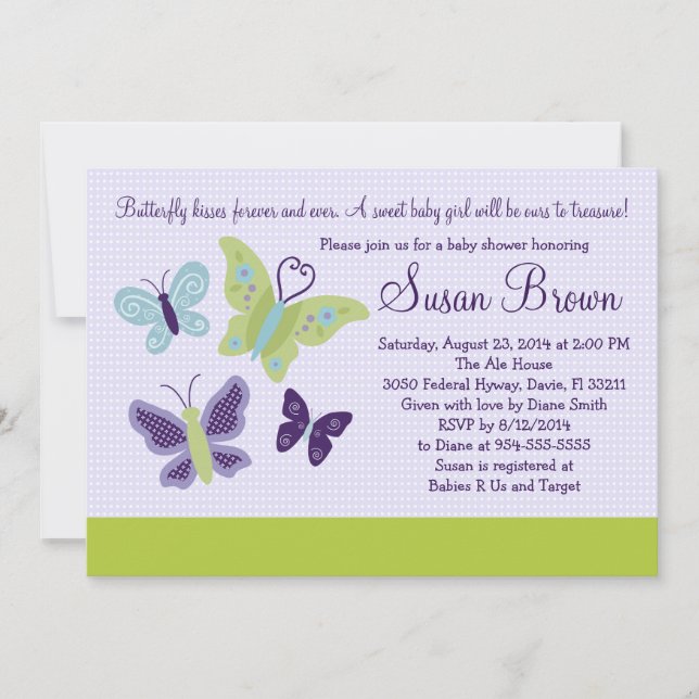 Pretty Butterflies Butterfly Baby Shower Invite (Front)