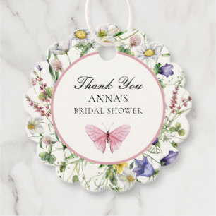 Pretty Butterflies Flowers Bridal Shower Favour Tags