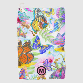 Pretty Butterflies Initial Golf Towel