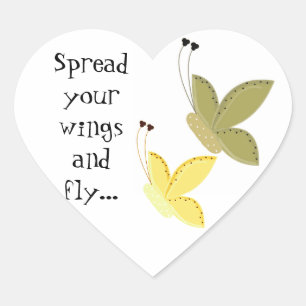 Pretty Butterflies with Saying Heart Sticker