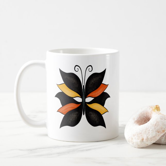 Pretty Butterfly Abstract Art Coffee Mug (With Donut)