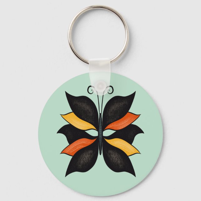 Pretty Butterfly Abstract Art Key Ring (Front)