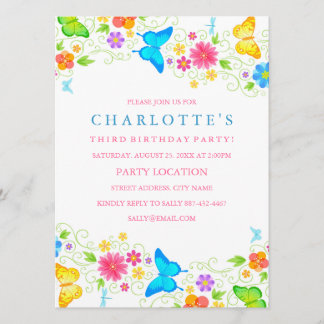 Pretty Butterfly Birthday Invitation