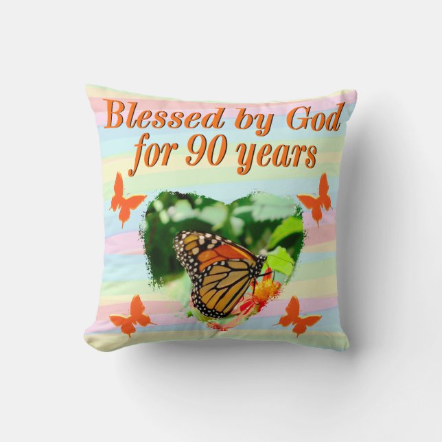 PRETTY BUTTERFLY BLESSINGS 90TH BIRTHDAY PILLOW (Front)