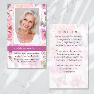 Pretty Butterfly Floral Memorial Card