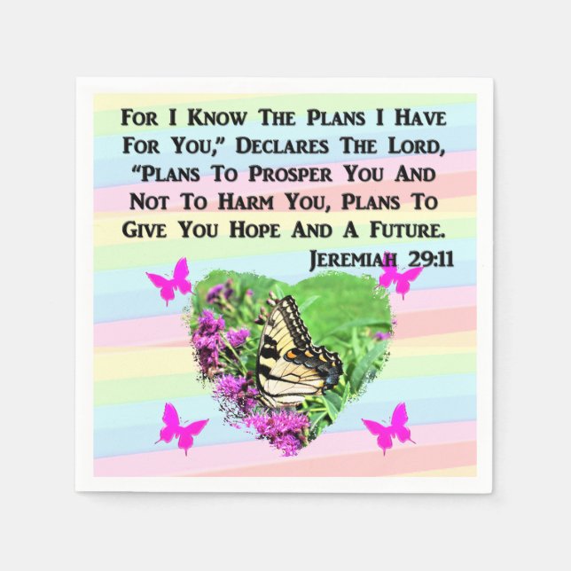 PRETTY BUTTERFLY JEREMIAH 29:11 NAPKIN (Front)