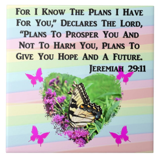 PRETTY BUTTERFLY JEREMIAH 29:11 TILE (Front)