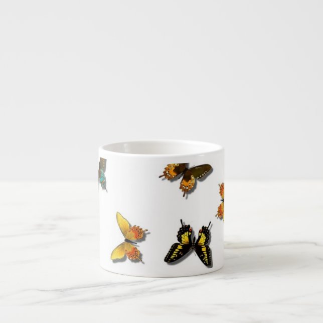 Pretty Butterfly Pattern Espresso Cup (Front)