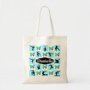 PRETTY BUTTERFLY PERSONALIZED GYMNASTICS TOTE BAG