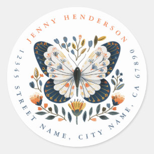 Pretty Butterfly Round Stickers