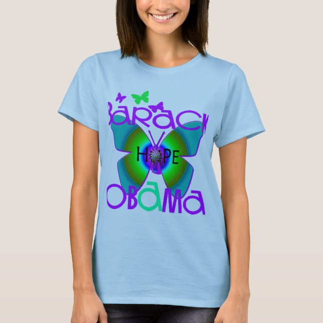 Pretty Butterfly Support Barack Obama T-shirt (Front)
